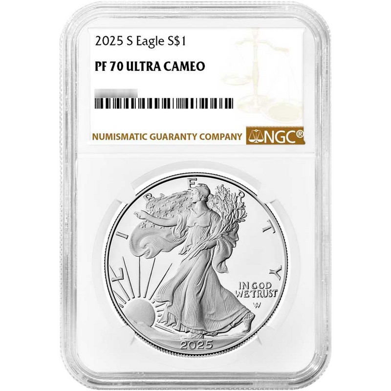 2025 S Proof Silver Eagle NGC PF70 UC Brown Label | The Coin Vault