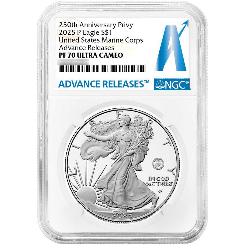 2025 PF SAE 250th U.S. Marines Privy NGC PF70 UC AR | The Coin Vault