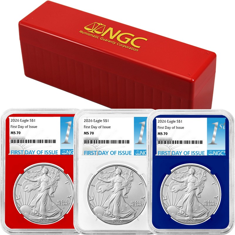 2026 SAE NGC MS70 FDI Red, White, & Blue 1st Label | The Coin Vault