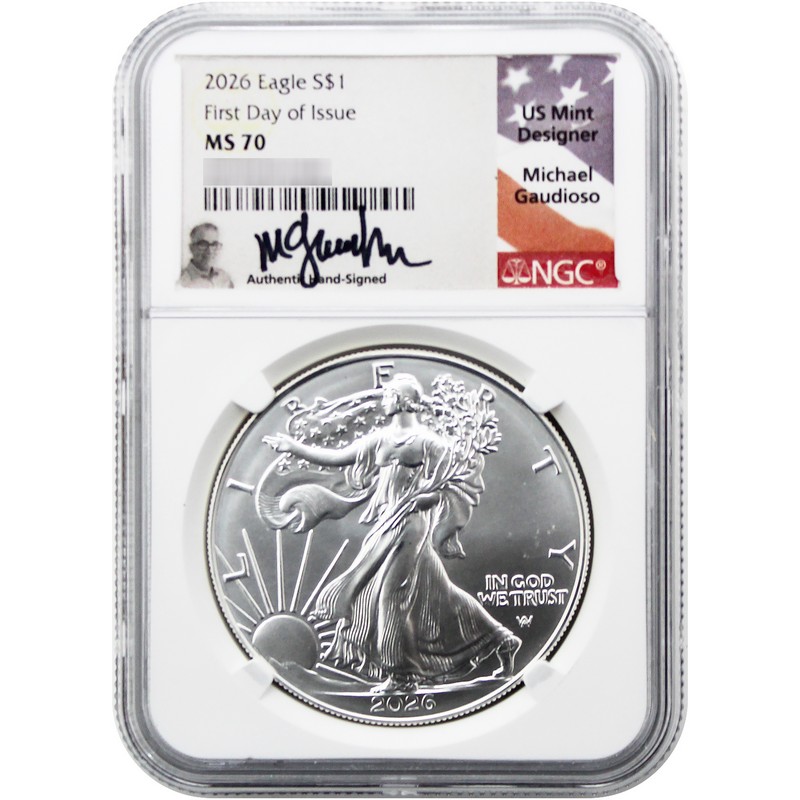 2026 Silver Eagle NGC MS70 FDI Gaudioso Signed | The Coin Vault