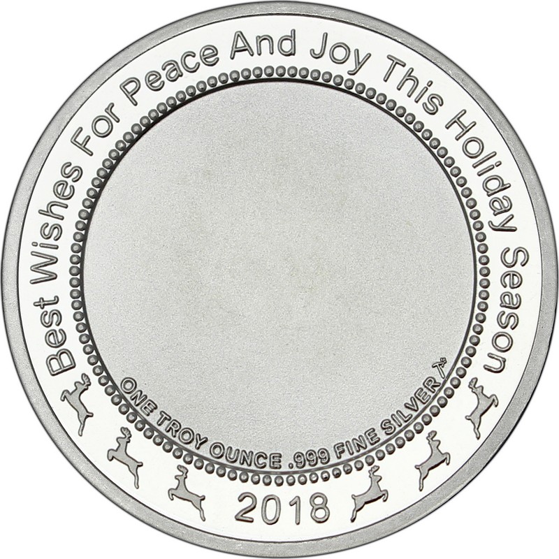 2018  Christmas  Train Depot  1 oz .999 Fine Silver round 