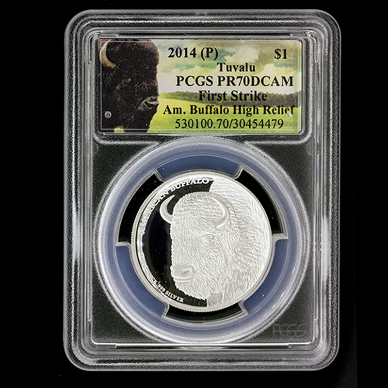 2014 アメリカ白頭ワシ 1ドル銀貨 PF70（ツバル） 2014 1oz Silver Buffalo UHR PCGS PR70 FS | The Coin Vault