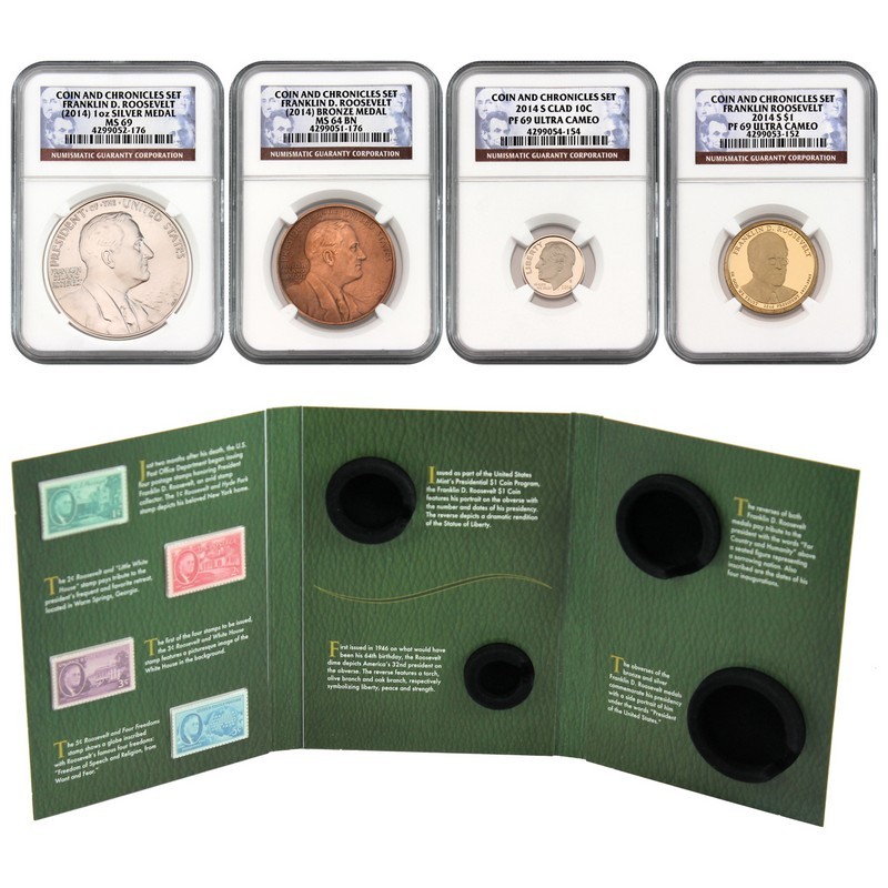 2014 Franklin D Roosevelt Coin /& Chronicles Set Dime /& Dollar Silver Proof