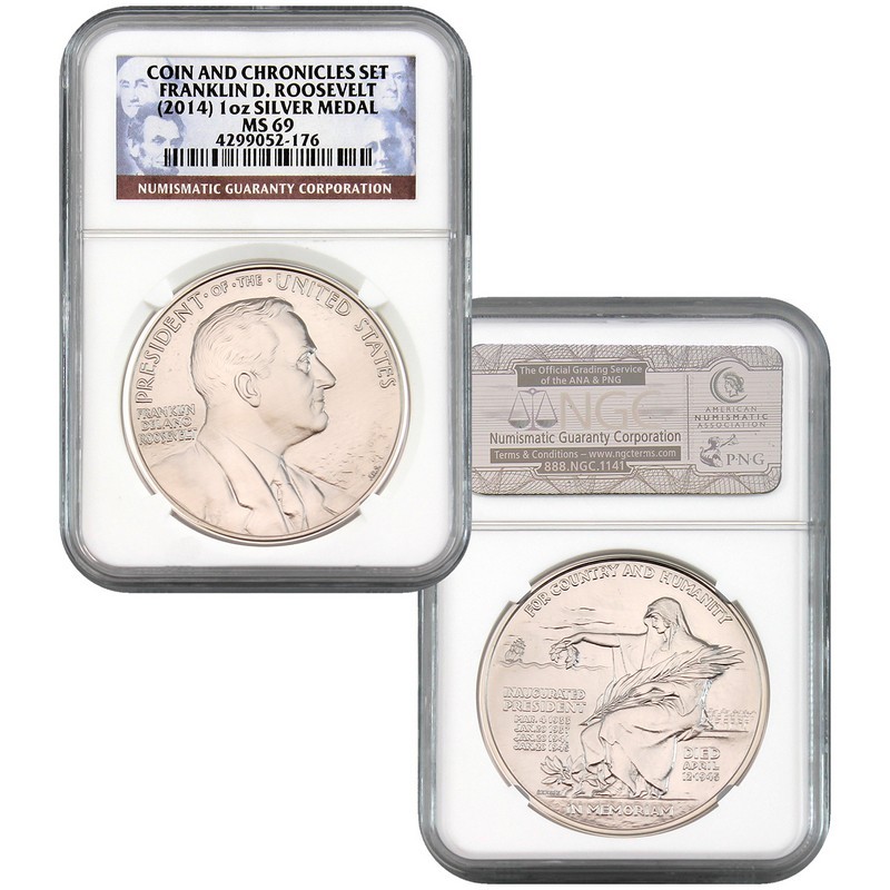2014 Franklin D Roosevelt Coin /& Chronicles Set Dime /& Dollar Silver Proof