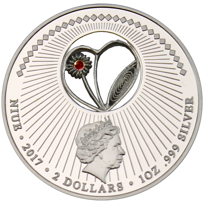 2017 Niue 1 oz Filigree Heart Love Coin