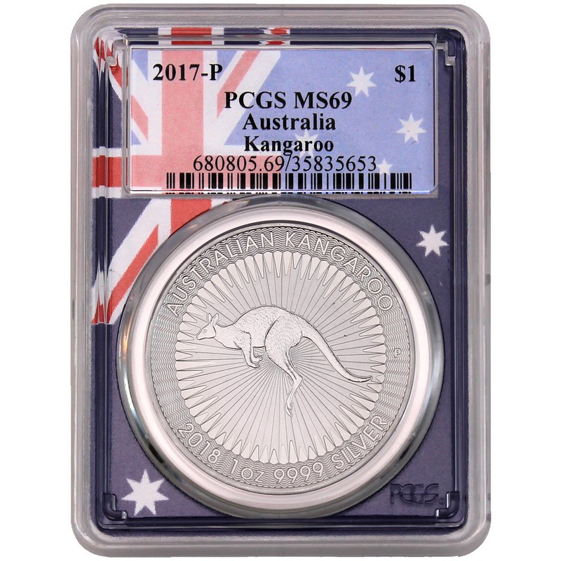 Flag Frame 2019 Australia 1oz Silver Kangaroo PCGS MS69