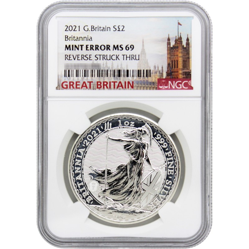 2021 Silver Britannia NGC Mint Error MS69 Reverse Struck Thru | TCV