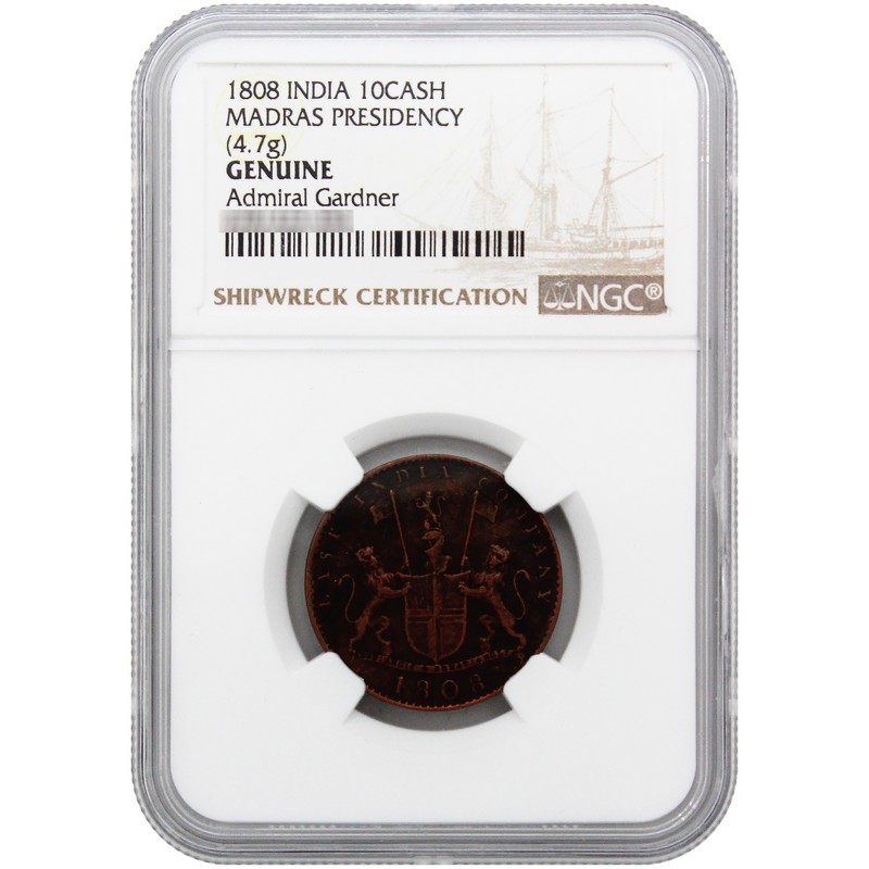 1808 East India Company 10 Cash Admiral Gardner NGC Genuine