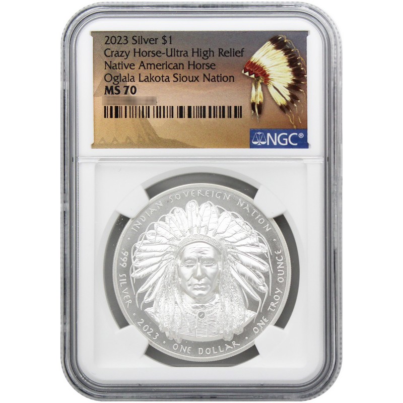 NGC鑑定MS70 FR Oglala Sioux 2023 1$ 1オンス シルバーコイン スー族