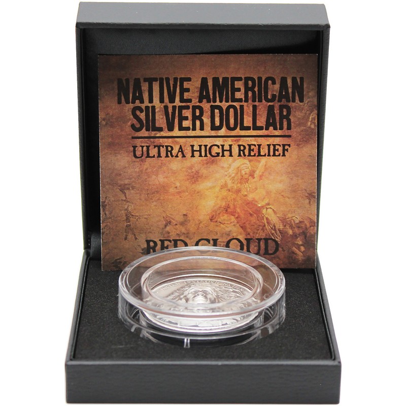 2024 $1 Oglala NA Chief Series 1oz Ant. Silver Red Cloud BU OGP