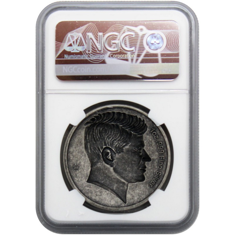 2024) 1oz Sil Ant. HR JFK Half NGC MS70 Flag Label | The Coin Vault