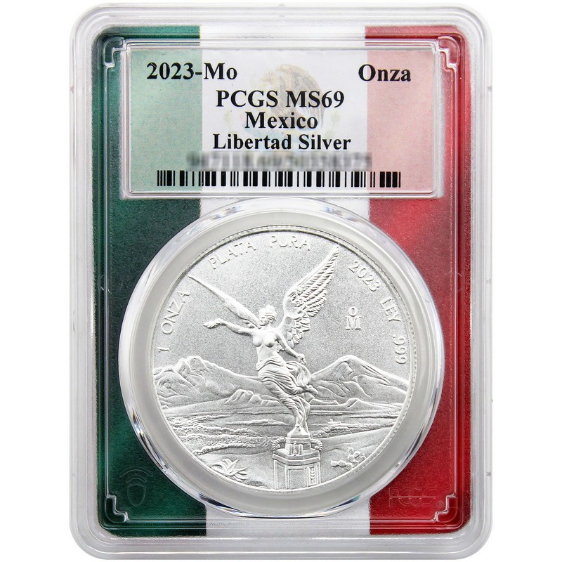 2023 Mexico Sil 1oz Lib PCGS MS69 Flag Picture Frame | The Coin Vault