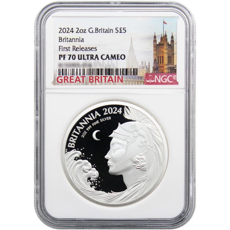 2024 £5 Proof Great Britain 2 oz Silver Britannia NGC PF70 UC FR