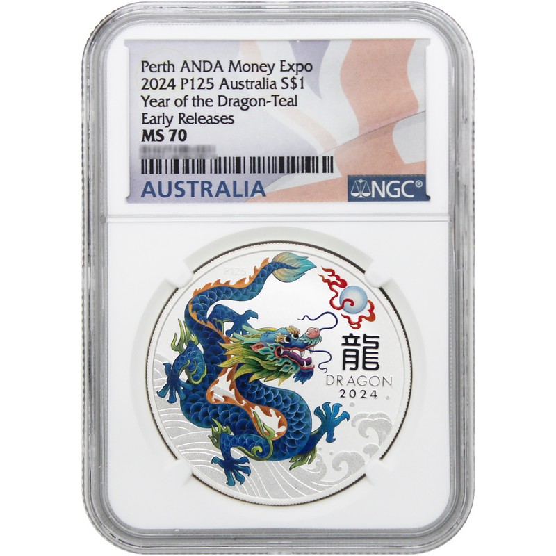 2024 P125 $1 Australia Lunar Series III 1oz Teal Colorized Silver