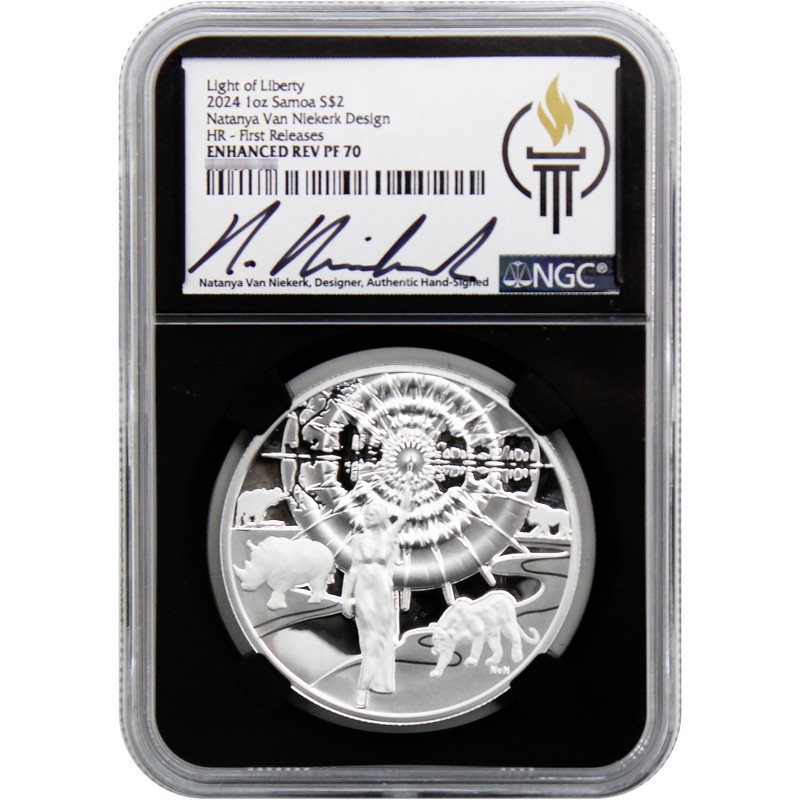 2024 $2 Enhanced Rev. PF Samoa 1oz Silver Light of Liberty Trilogy