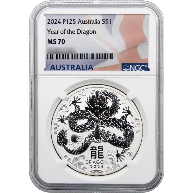2024 $1 Australia Lunar Series III 1oz Silver Dragon Coin NGC MS70 2024 $1 Australia Lunar Series III 1oz Silver Dragon Coin NGC MS70