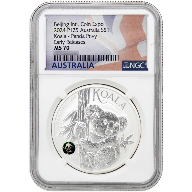 2024 P125 $1 Australia Silver Koala with Panda Privy NGC MS70 ER