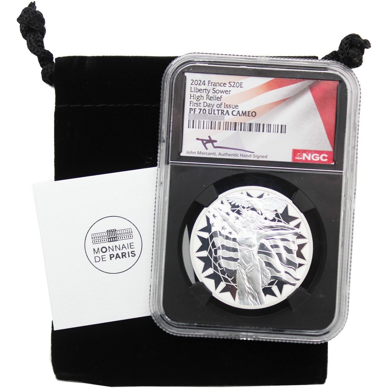 2024 20 Euro Proof France 1oz Silver Liberty and Sower NGC PF70 UC