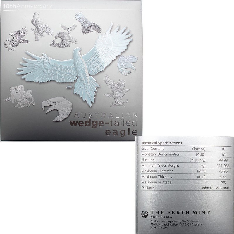 2024 P125 $10 Proof Australia 10oz Silver Wedge Tailed Eagle 10th