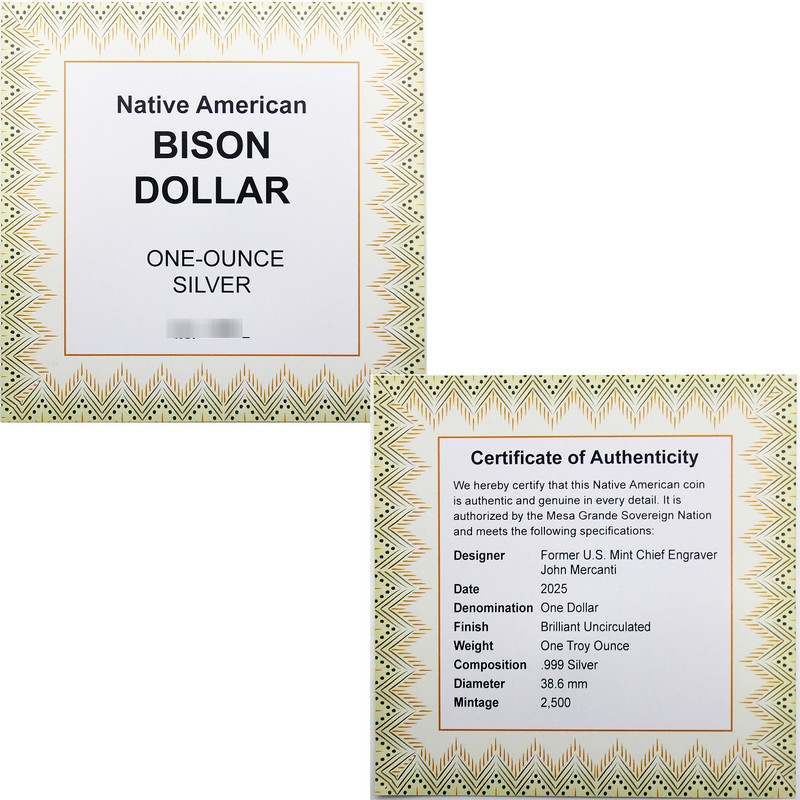 2025 $1 Mesa Grande Sovereign Nation 1oz Silver Native