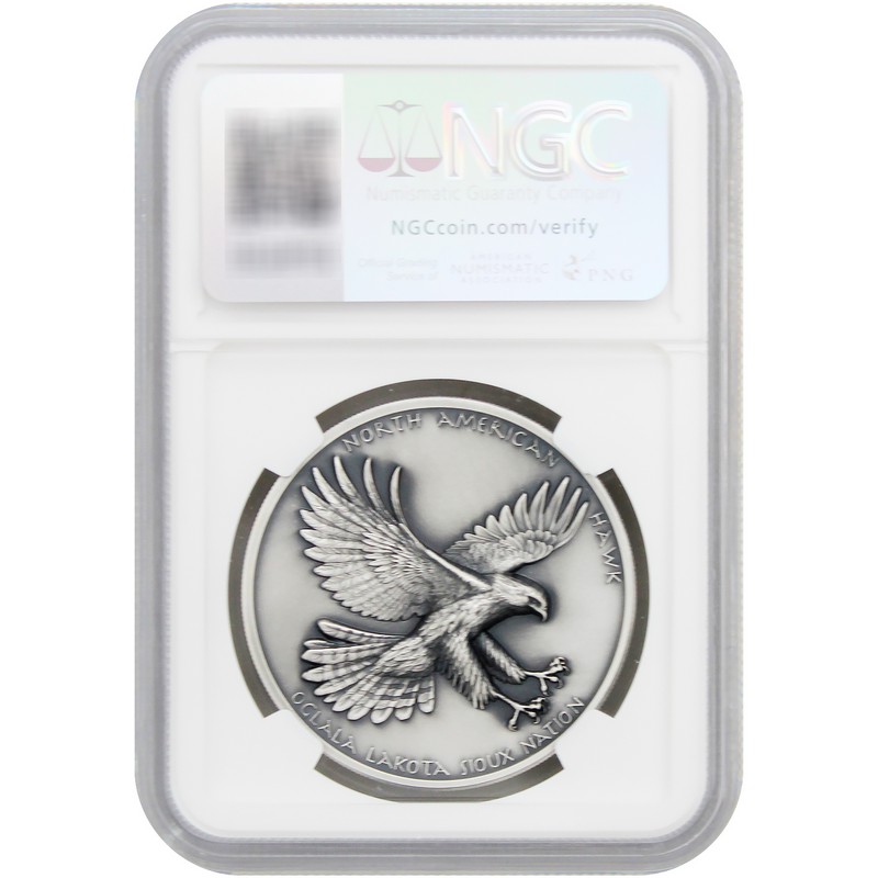 2025 $1 NA Chief Series 1oz Ant. Silver UHR Blackhawk NGC MS70 NA