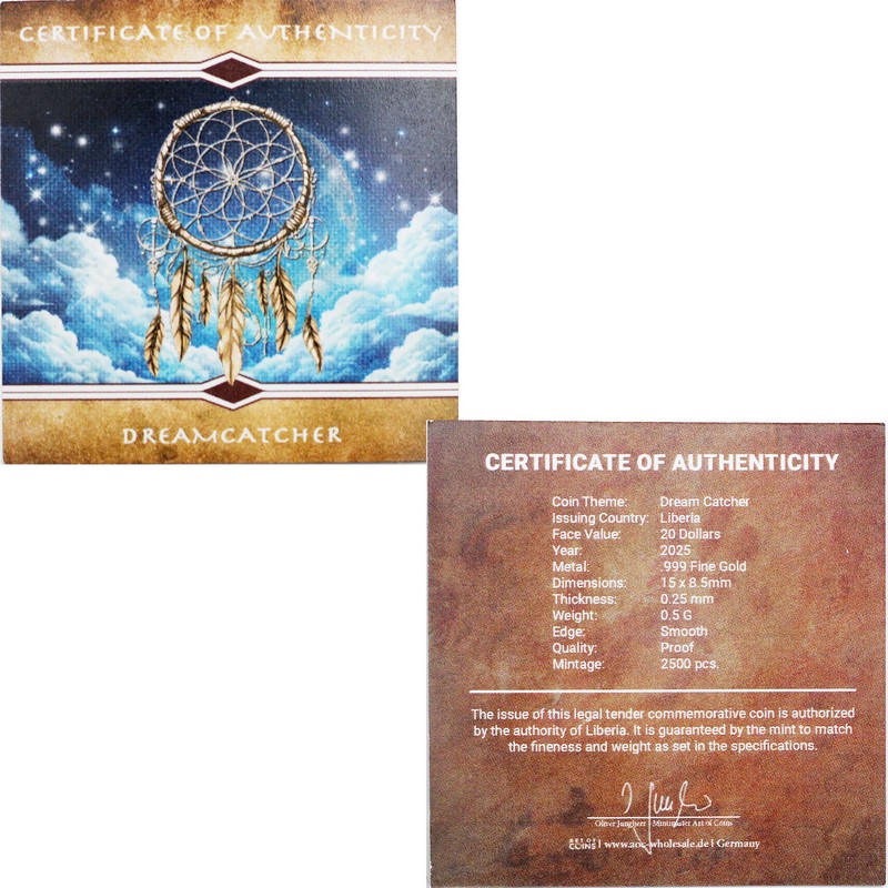 2025 $20 PF Oglala Lakota 0.5g Gold Dreamcatcher Ingot | The Coin
