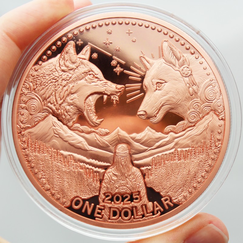2025 $1 Mesa Grande Sovereign Nation 5oz Copper Two Wolves