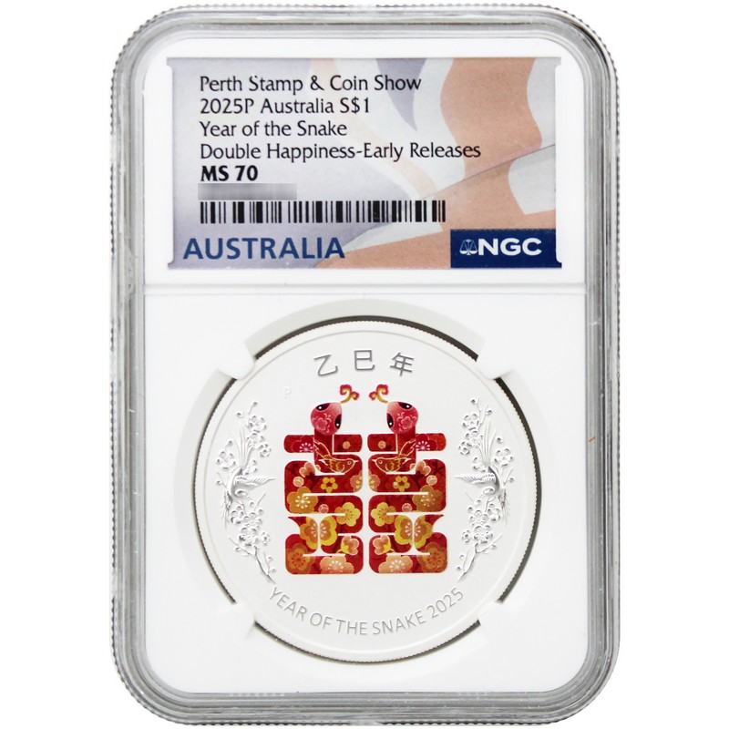 2025 P $1 Australia Special 1oz Colorized Silver Double Happiness