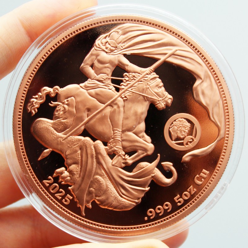 2025 5 Cedis Ghana 5oz Copper High Relief St. George & the Dragon