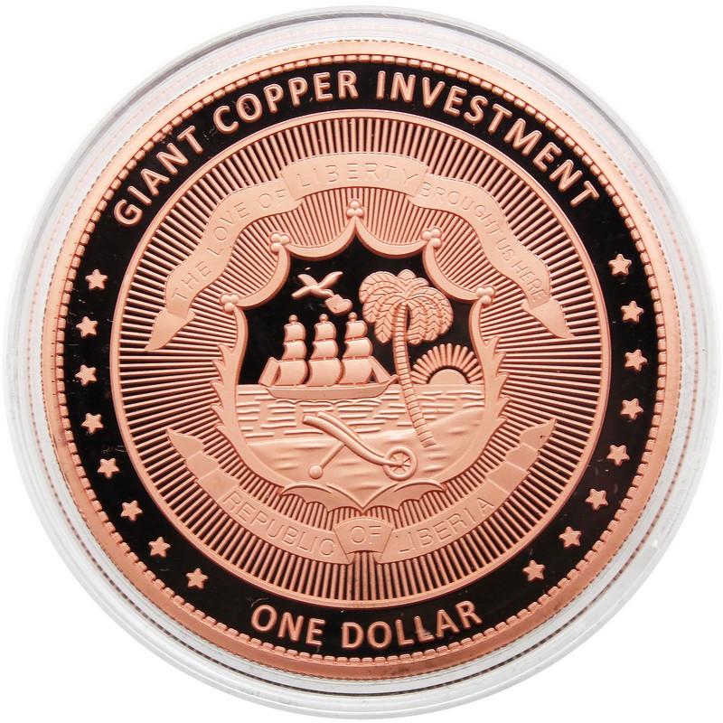 2025 $1 Liberia 30th Anniversary 5oz Copper Giant Panda Prooflike