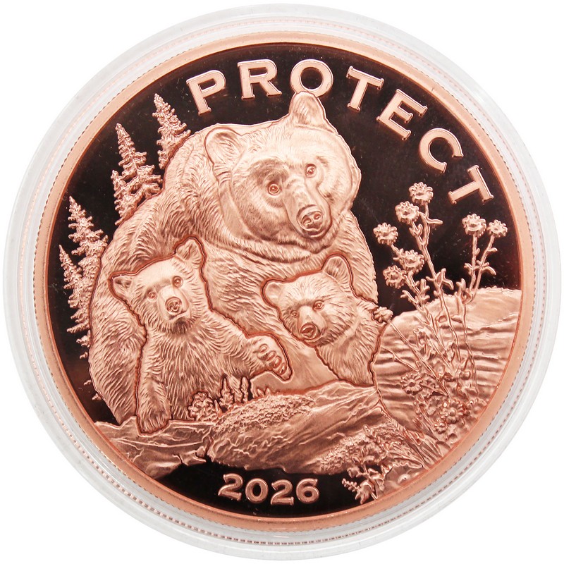 2026 Cameroon 5oz Copper HR Mother Grizzly & Cubs OGP | The Coin Vault