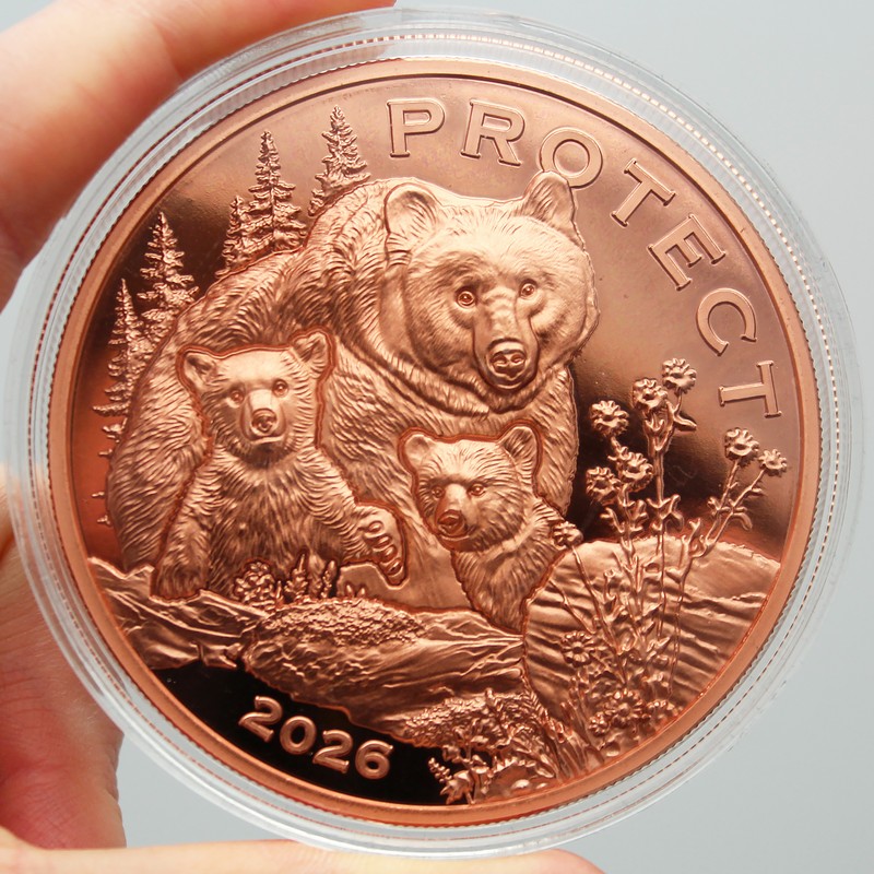 2026 Cameroon 5oz Copper HR Mother Grizzly & Cubs OGP | The Coin Vault