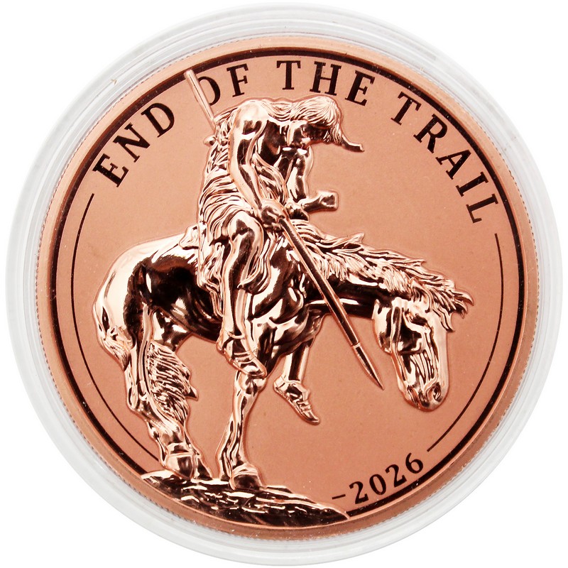 2026 $1 Liberia 5oz Copper High Relief End of the Trail Coin OGP