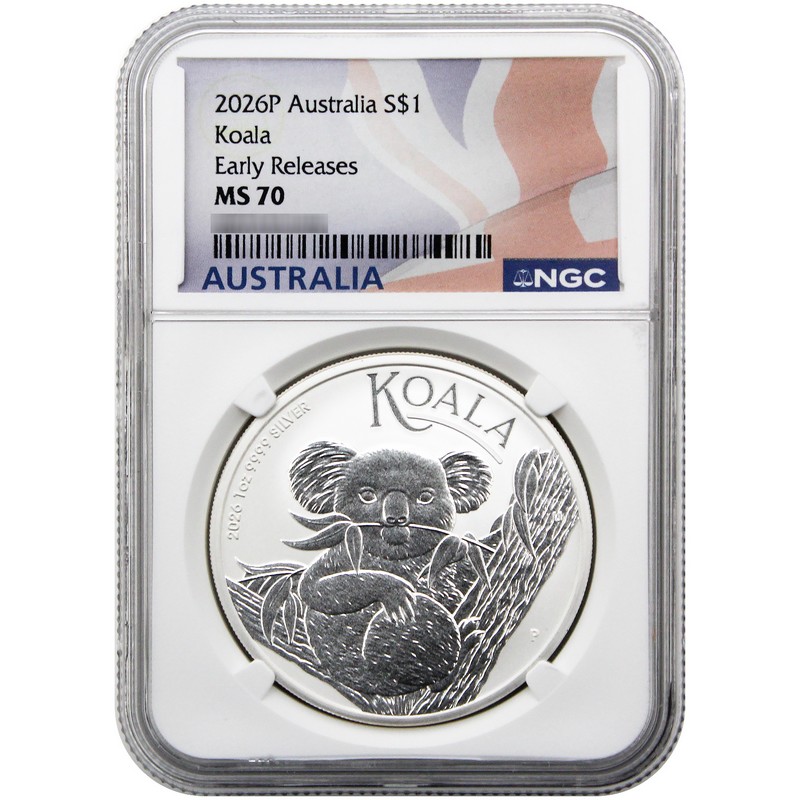2026 P Australia 1oz Silver Koala NGC MS70 ER Australia Flag Label