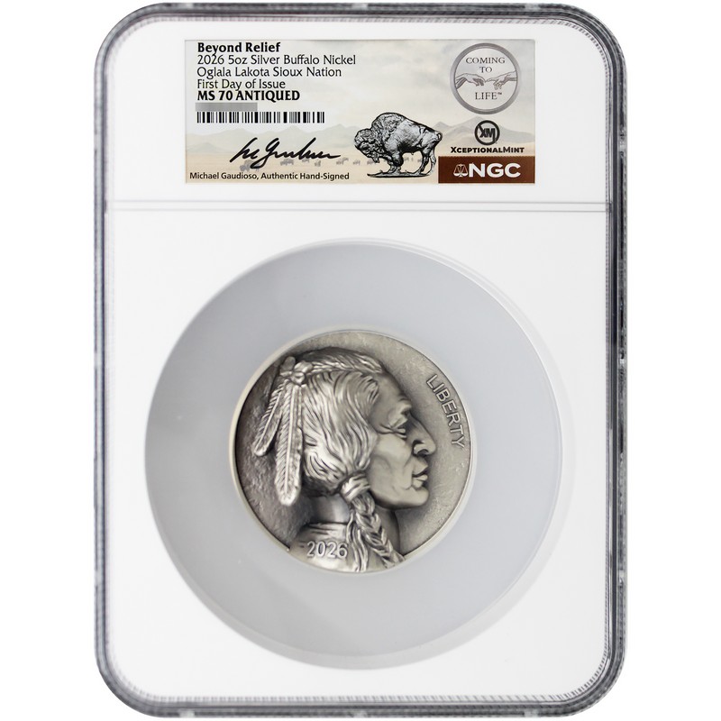 2026 Beyond Relief 5oz Sil Buffalo Nickel NGC MS70 Ant FDI