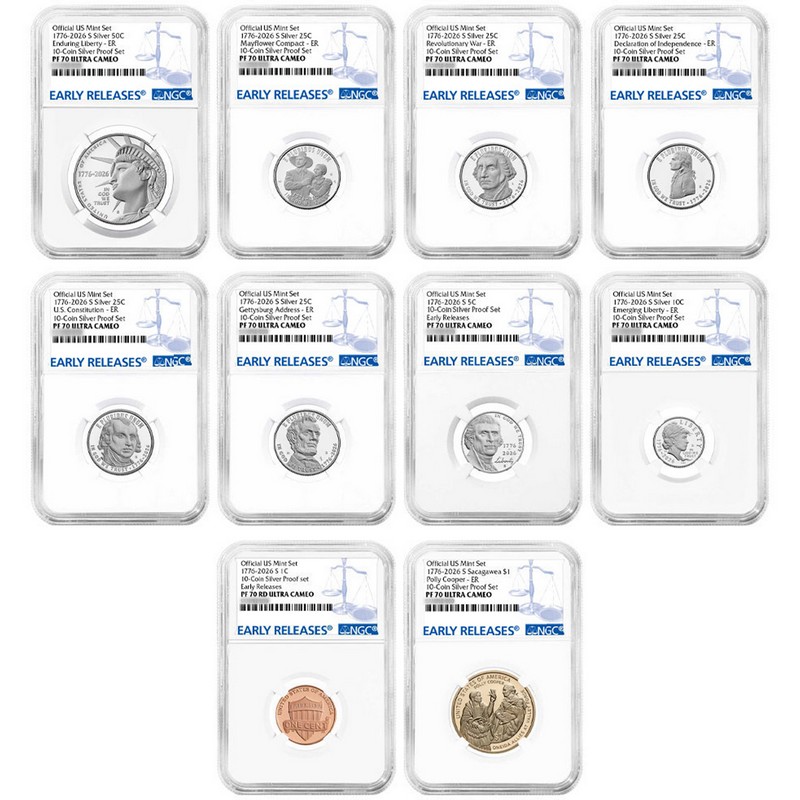 2026 S Silver Proof Set NGC PF70 UC ER Blue Label | The Coin Vault