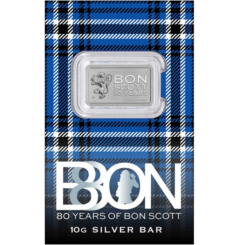 Bon Scott 80th Birthday Perth Mint 10g Silver Bar OGP | The Coin Vault