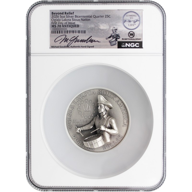 2026 BR 5oz Sil Bicentennial Qtr NGC MS70 Ant FDI | The Coin Vault