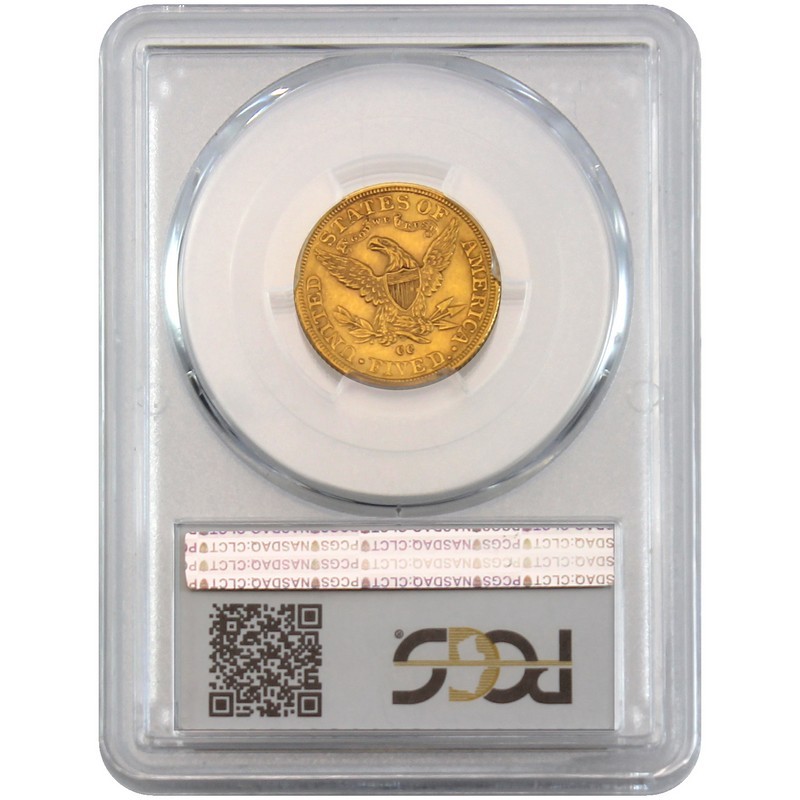 1891-CC $5 Gold Liberty NGC AU-58