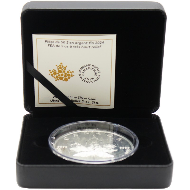 2024 $50 Reverse Proof Canada 5oz Silver Ultra High Relief Maple