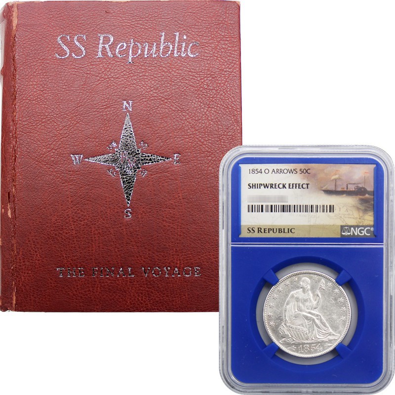 1854 O Liberty Seated Half Dollar NGC Shipwreck Effect SS Republic