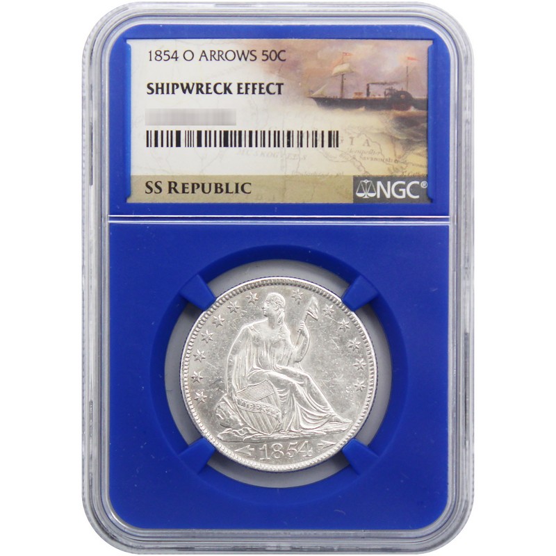 1854 O Liberty Seated Half Dollar NGC Shipwreck Effect SS Republic