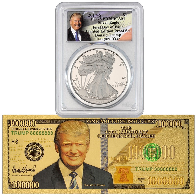 FIRST DAY OF ISSUE 2017 DONALD TRUMP SILVER DOLLAR INAUGURAL COIN FDOI 
