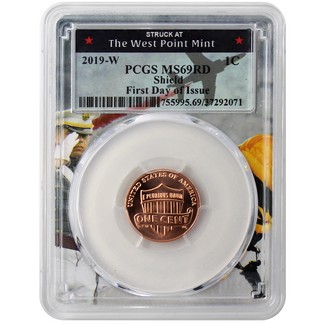 2019 W Lincoln Cent PCGS MS69 RD First Day Issue West Point Picture Frame POP=135