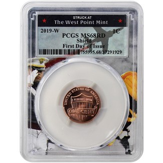 2019 W Lincoln Cent PCGS MS68 RD First Day Issue West Point Picture Frame POP=237