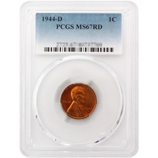 1944 D Lincoln Cent PCGS MS67 RD