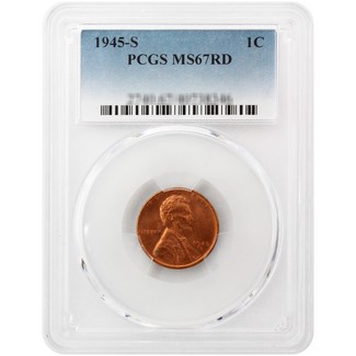1945 S Lincoln Cent PCGS MS67 RD