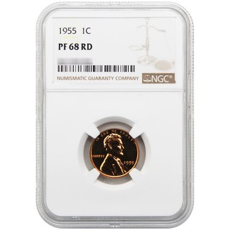 1955 Proof Lincoln Cent NGC PF68 RD