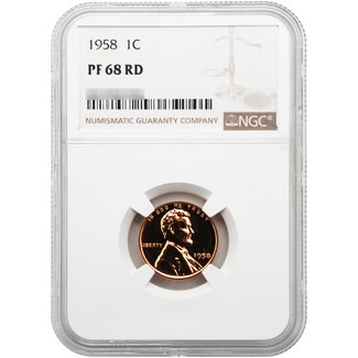 1958 Proof Lincoln Cent NGC PF68 RD