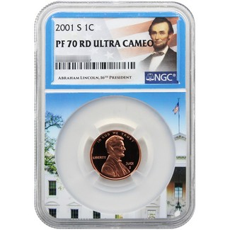 2001 S Proof Lincoln Cent NGC PF70 UC RD White House Core Portrait Label